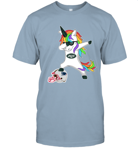 Football Dabbing Unicorn Steps On Helmet New York Jets Unisex Jersey Tee