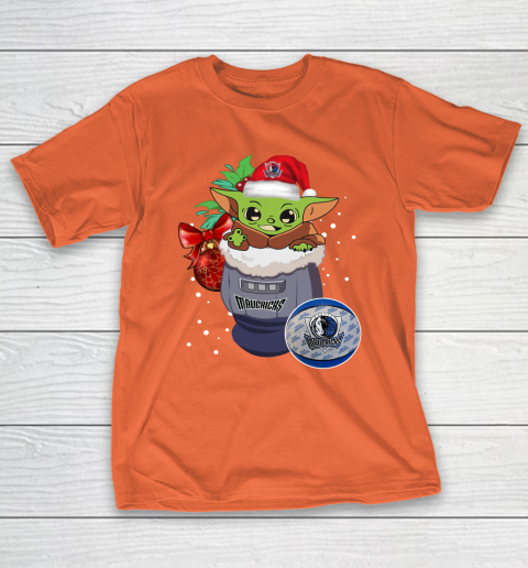 Dallas Mavericks Christmas Baby Yoda Star Wars Funny Happy NBA T-Shirt 6