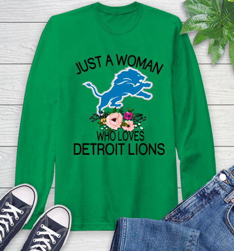 NFL Just A Woman Who Loves Detroit Lions Football Sports Long Sleeve T-Shirt 5