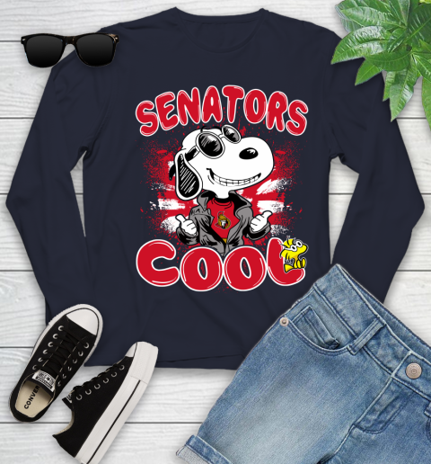 NHL Hockey Ottawa Senators Cool Snoopy Shirt Youth Long Sleeve 2