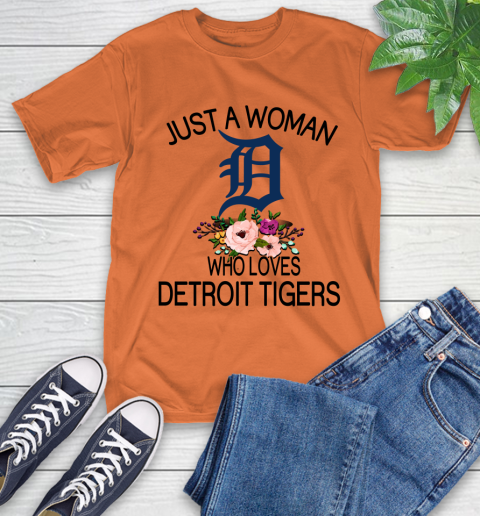 MLB Just A Woman Who Loves Detroit Tigers Baseball Sports T-Shirt 3