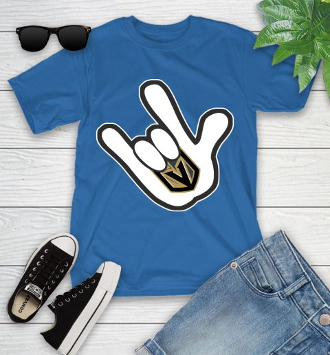 Vegas Golden Knights NHL Hockey Mickey Rock Hand Disney Youth T-Shirt 9