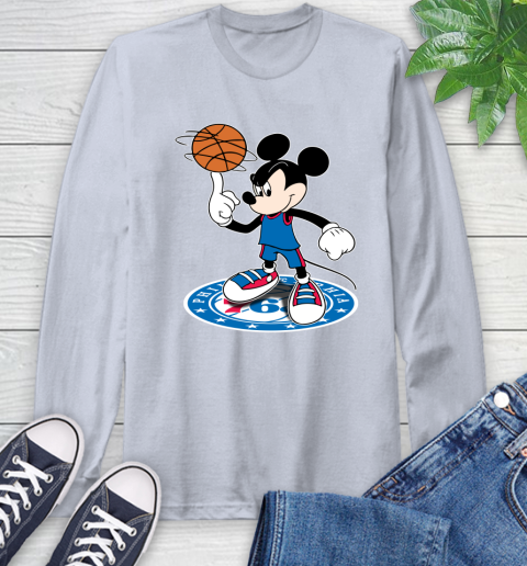 NBA Basketball Philadelphia 76ers Cheerful Mickey Disney Shirt Long Sleeve T-Shirt 6