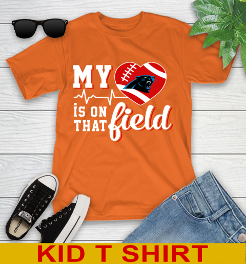 NFL My Heart Is On That Field Football Sports Carolina Panthers Youth T-Shirt 8