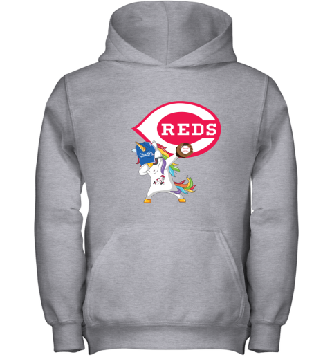Hip Hop Dabbing Unicorn Flippin Love Cincinnati Reds Youth Hoodie