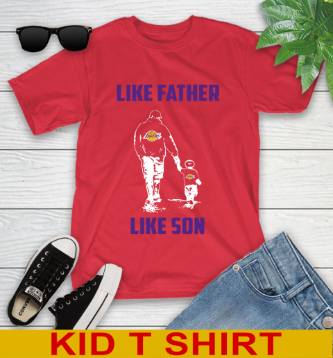 Los Angeles Lakers NBA Basketball Like Father Like Son Sports Youth T-Shirt 11