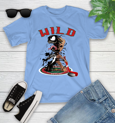 NHL Minnesota Wild Hockey Venom Groot Guardians Of The Galaxy Youth T-Shirt 11