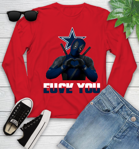NHL Dallas Cowboys Deadpool Love You Fuck You Football Sports Youth Long Sleeve 11