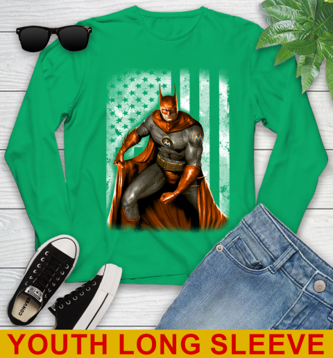 Miami Marlins MLB Baseball Batman DC American Flag Shirt Youth Long Sleeve 7