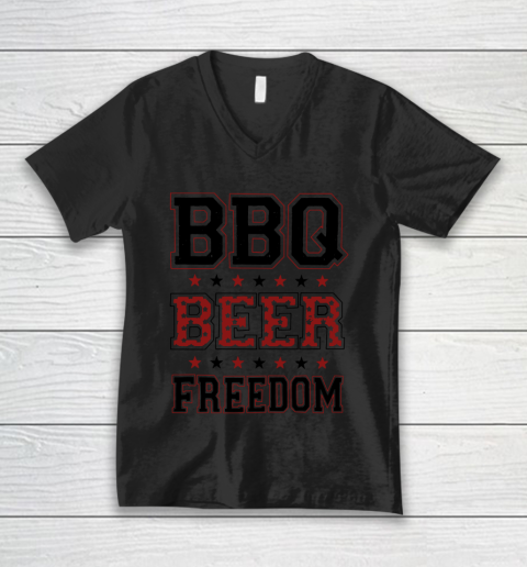 BBQ Beer Freedom Trump Fan V-Neck T-Shirt