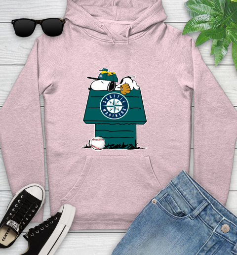 MLB Seattle Mariners Snoopy Woodstock The Peanuts Movie Baseball T Shirt Youth Hoodie 10