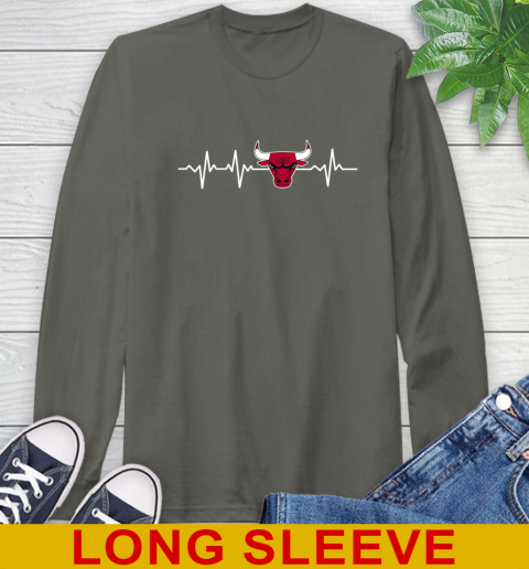 Chicago Bulls NBA Basketball Heart Beat Shirt Long Sleeve T-Shirt - Image 11