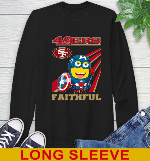 NFL Football San Francisco 49ers Captain America Marvel Avengers Minion Faithful Shirt Long Sleeve T-Shirt