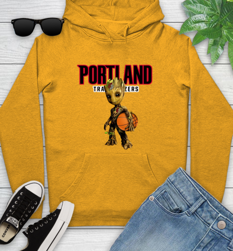 Portland Trail Blazers NBA Basketball Groot Marvel Guardians Of The Galaxy Youth Hoodie 3
