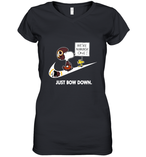 Washington Redskins Are Number One – Just Bow Down Snoopy Women's V-Neck T-Shirt
