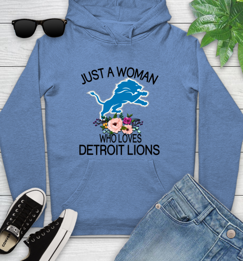 NFL Just A Woman Who Loves Detroit Lions Football Sports Youth Hoodie 8