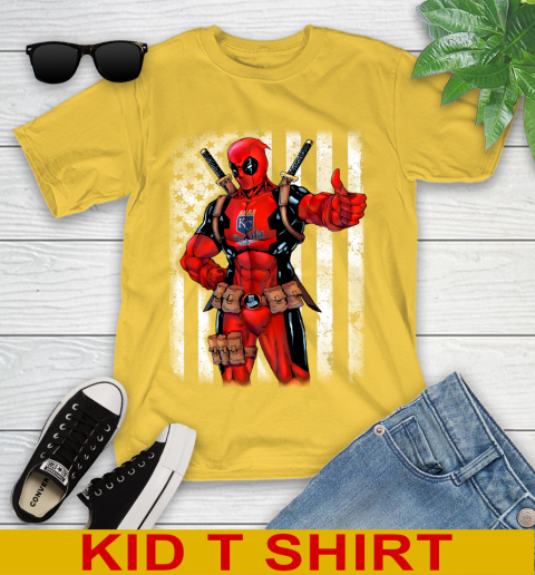 MLB Baseball Kansas City Royals Deadpool American Flag Shirt Youth T-Shirt 9