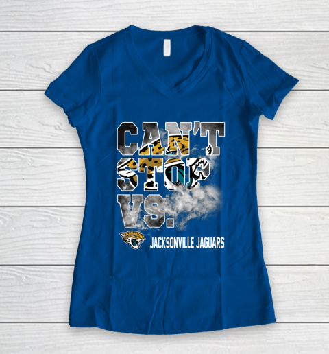 NFL Jacksonville Jaguars Can't Stop Vs Women's V-Neck T-Shirt 7