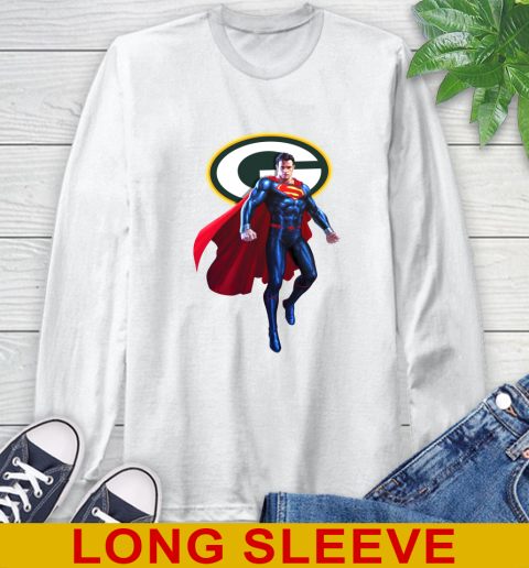 NFL Superman DC Sports Football Green Bay Packers Long Sleeve T-Shirt