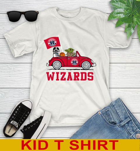 NBA Basketball Washington Wizards Darth Vader Baby Yoda Driving Star Wars Shirt Youth T-Shirt