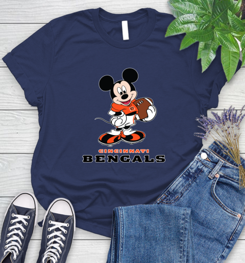 NFL Football Cincinnati Bengals Cheerful Mickey Mouse Shirt Women's T-Shirt 12