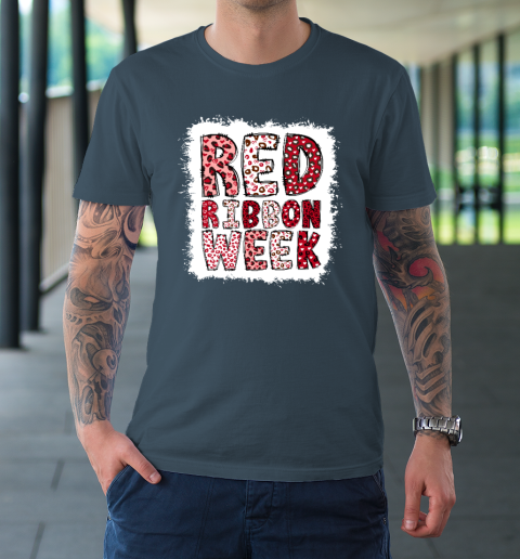 Bleached Red Ribbon Week Leopard We Wear Red For Awareness T Shirt