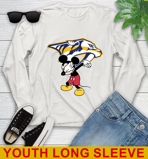 Nashville Predators NHL Hockey Dabbing Mickey Disney Sports Youth Long Sleeve 12