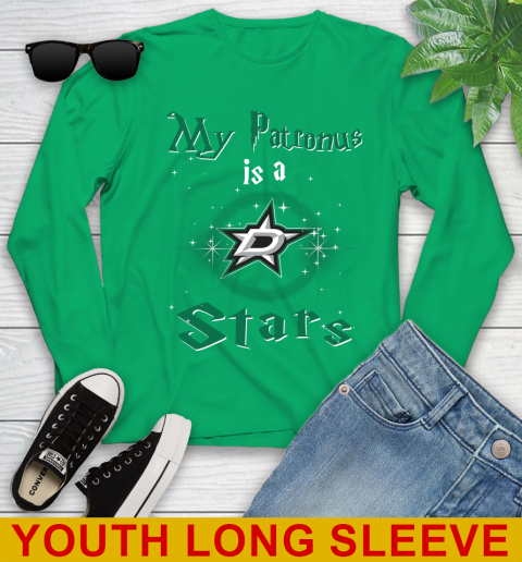 NHL Hockey Harry Potter My Patronus Is A Dallas Stars Youth Long Sleeve 7