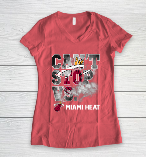 NBA Miami Heat Basketball Can't Stop Vs Women's V-Neck T-Shirt 4