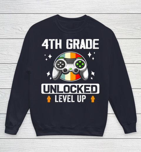 Next Level t shirts 4th Grade Unlocked Level Up Back To School Fourth Grade Gamer Youth Sweatshirt 2