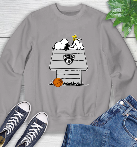 Brooklyn Nets NBA Basketball Snoopy Woodstock The Peanuts Movie Sweatshirt 5