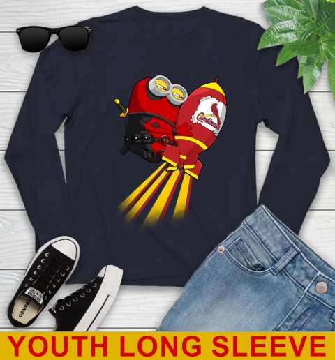 MLB Baseball St.Louis Cardinals Deadpool Minion Marvel Shirt Youth Long Sleeve 2