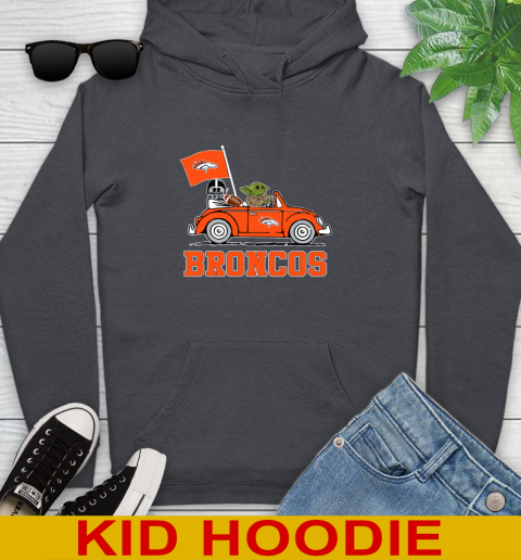 NFL Football Denver Broncos Darth Vader Baby Yoda Driving Star Wars Shirt Youth Hoodie 9
