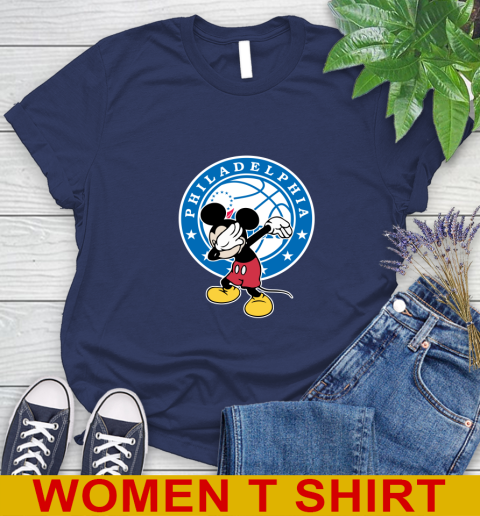 Philadelphia 76ers NBA Basketball Dabbing Mickey Disney Sports Women's T-Shirt 12