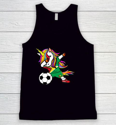 Funny Dabbing Unicorn Guyana Football Guyanese Flag Soccer Tank Top