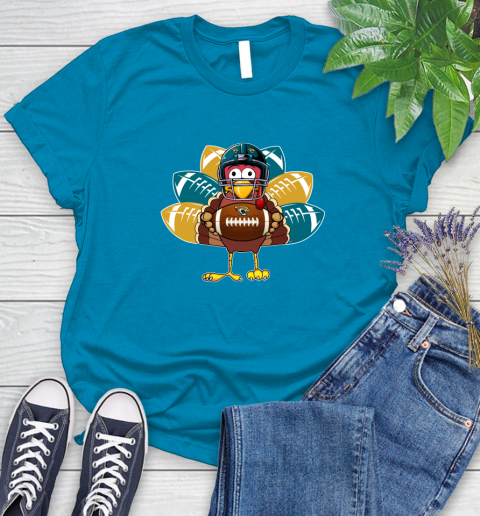 Jacksonville Jaguars Turkey Thanksgiving Day Women's T-Shirt 7