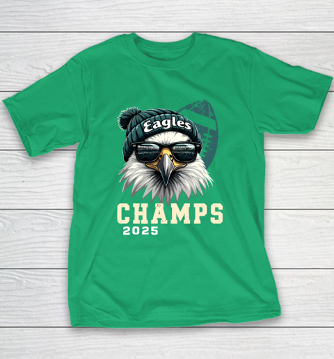 Eagles Sunglasses Championship 2025 Celebrated Eagles Youth T-Shirt 4