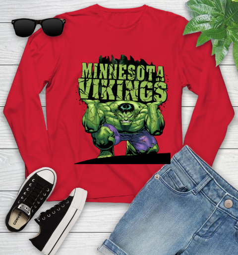 Minnesota Vikings NFL Football Incredible Hulk Marvel Avengers Sports Youth Long Sleeve 11