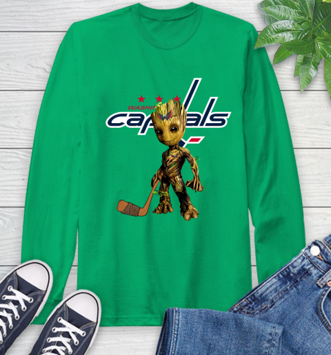 Washington Capitals NHL Hockey Groot Marvel Guardians Of The Galaxy Long Sleeve T-Shirt 7