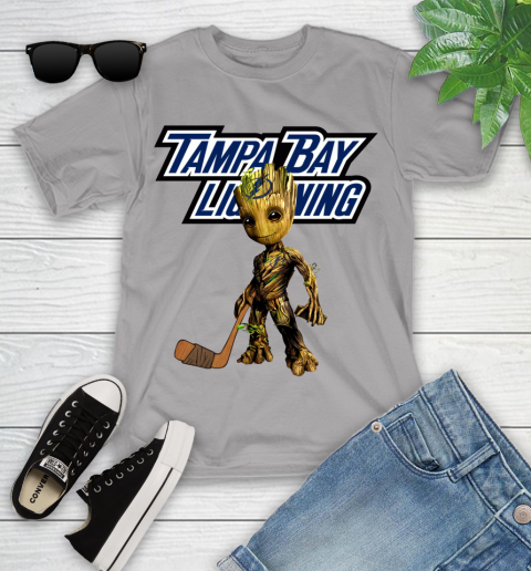 Tampa Bay Lightning NHL Hockey Groot Marvel Guardians Of The Galaxy Youth T-Shirt 4