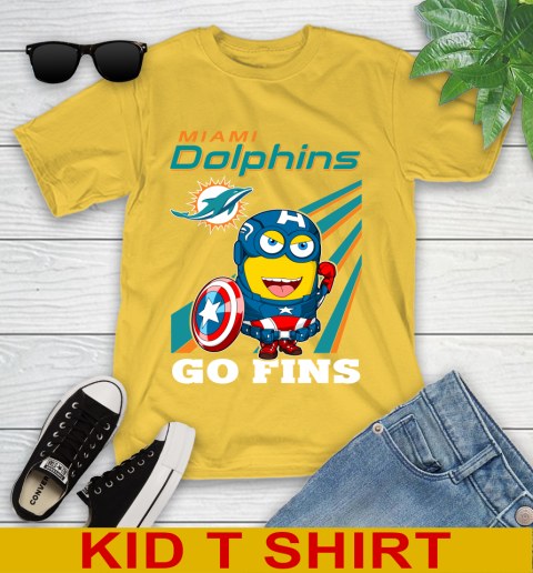NFL Football Miami Dolphins Captain America Marvel Avengers Minion Shirt Youth T-Shirt 9