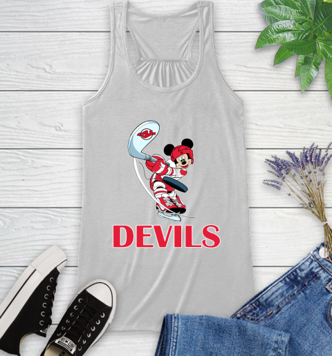 NHL Hockey New Jersey Devils Cheerful Mickey Mouse Shirt Racerback Tank 3 NHL Hockey New Jersey Devils Cheerful Mickey Mouse Shirt Racerback Tank - Image 3