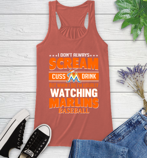 Miami Marlins MLB I Scream Cuss Drink When I'm Watching My Team Racerback Tank 3