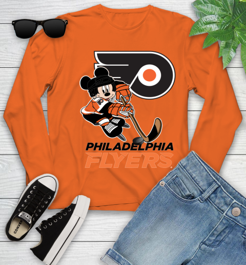 NHL Philadelphia Flyers Mickey Mouse Disney Hockey T Shirt Youth Long Sleeve 4