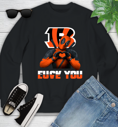 NHL Cincinnati Bengals Deadpool Love You Fuck You Football Sports Youth Sweatshirt
