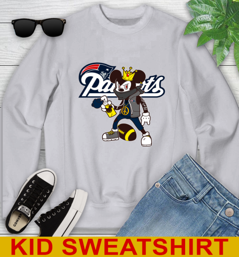 New England Patriots NFL Football Mickey Peace Sign Sports Youth Sweatshirt 4