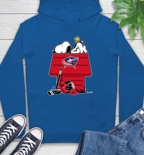 Columbus Blue Jackets NHL Hockey Snoopy Woodstock The Peanuts Movie Hoodie 9