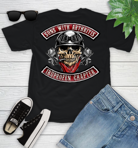 Sons With Arthritis Ibuprofen Chapter Funny Biker Print On Back Youth T-Shirt