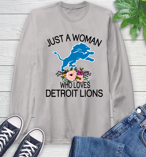 NFL Just A Woman Who Loves Detroit Lions Football Sports Long Sleeve T-Shirt 11