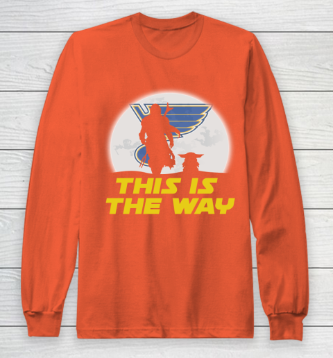 St.Louis Blues NHL Ice Hockey Star Wars Yoda And Mandalorian This Is The Way Long Sleeve T-Shirt 3
